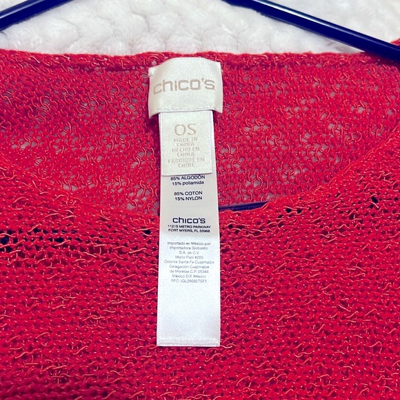 Chico’s one size (OS) dark coral knit poncho - Picture 2 of 3